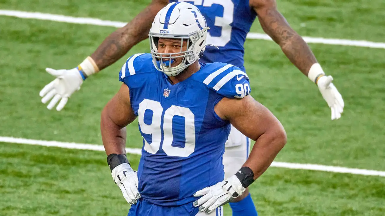 Indianapolis Colts defensive lineman Grover Stewart speaks after being suspended by NFL for violating PEDs policy