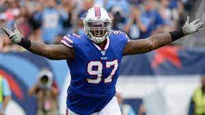 Buffalo Bills defensive tackle Jordan Phillips (97) had three sacks in the first half against the Tennessee Titans (AP Photo/James Kenney) Palm Beach Post