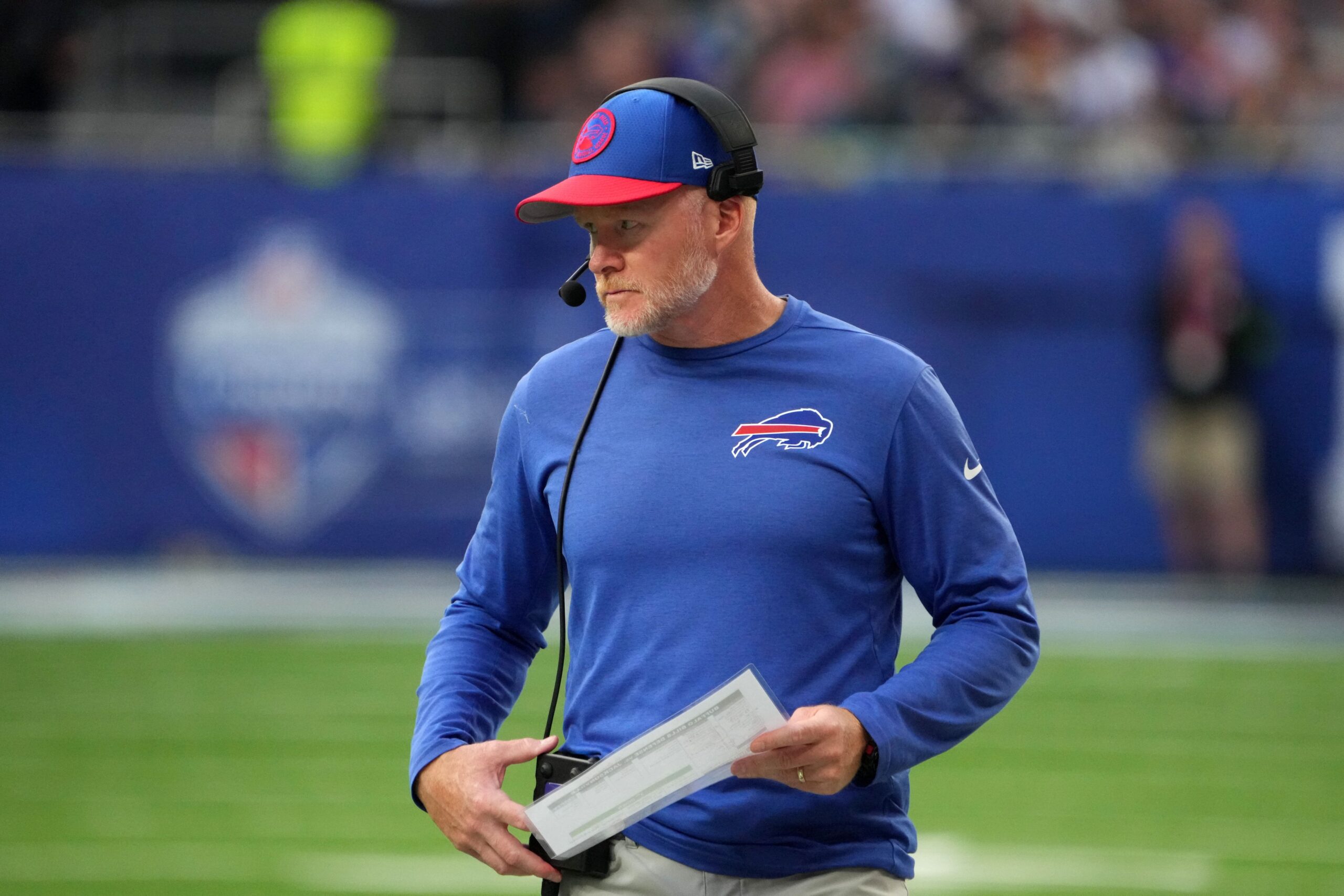 Buffalo Bills defensive tackle DaQuan Jones on the sidelines