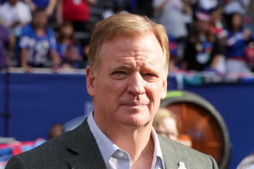 Oct 8, 2023; London United Kingdom, NFL commissioner Roger Goodell attends an NFL International Series game at Tottenham Hotspur Stadium. Mandatory Credit: Kirby Lee-USA TODAY Sports