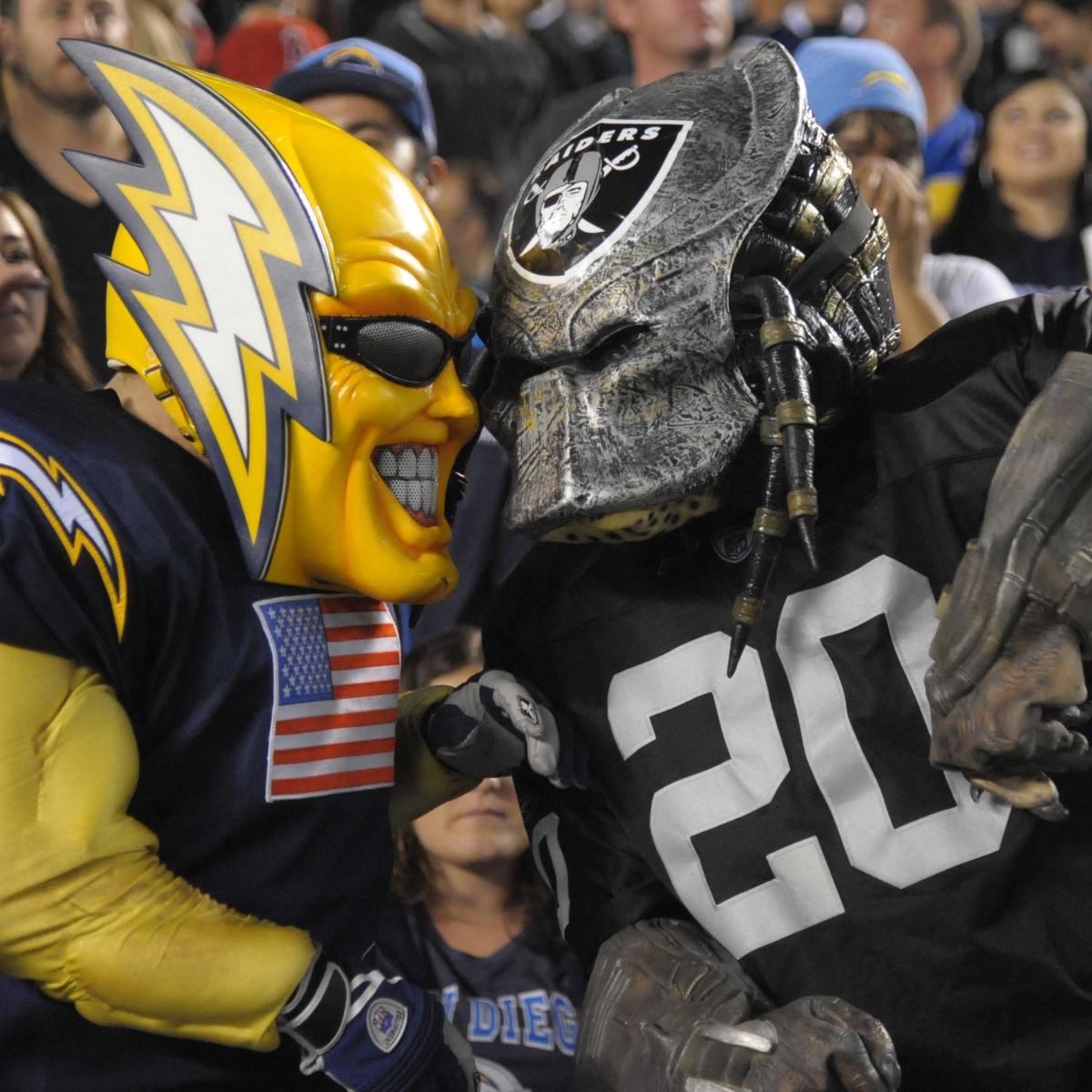 Chargers and Raiders fans fighting over the game.