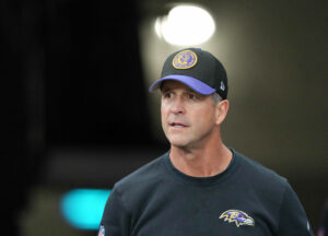 Baltimore Ravens defense head coach John Harbaugh will have to game plan without <a rel=