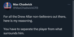 Chadwick comments on Penn St and Drew Allard narrative. 