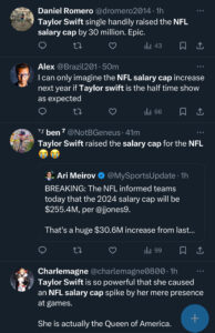 A String of Tweets Showing Peoples Thoughts on Swift News.