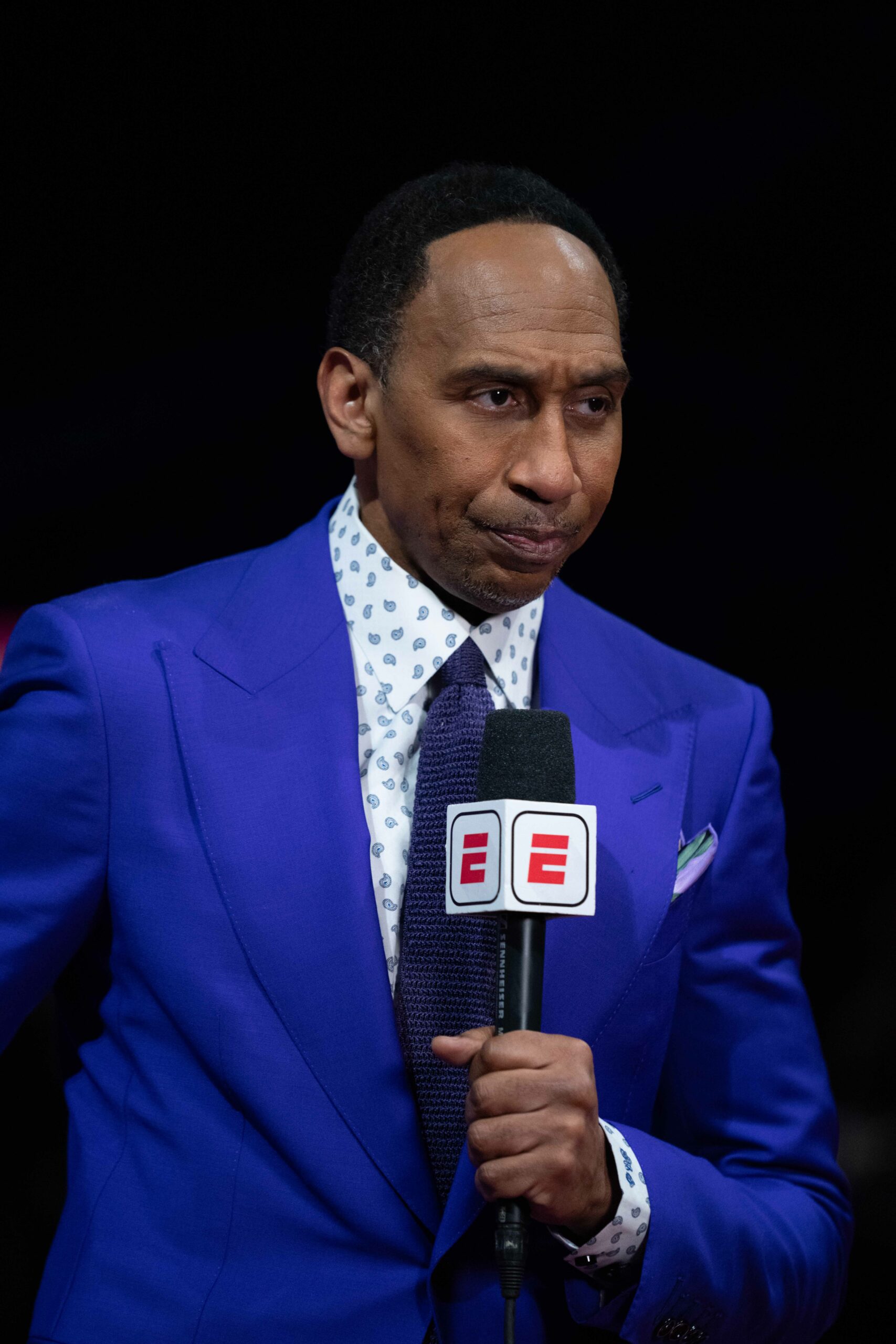 Stephen A. Smith Refuses To Respond To Shocking Accusations 4 December 9, 2023; Las Vegas, Nevada, USA; ESPN broadcaster Stephen A. Smith before the in-season tournament championship between the Los Angeles Lakers and the Indiana Pacers at T-Mobile Arena. Mandatory Credit: Kyle Terada-USA TODAY Sports