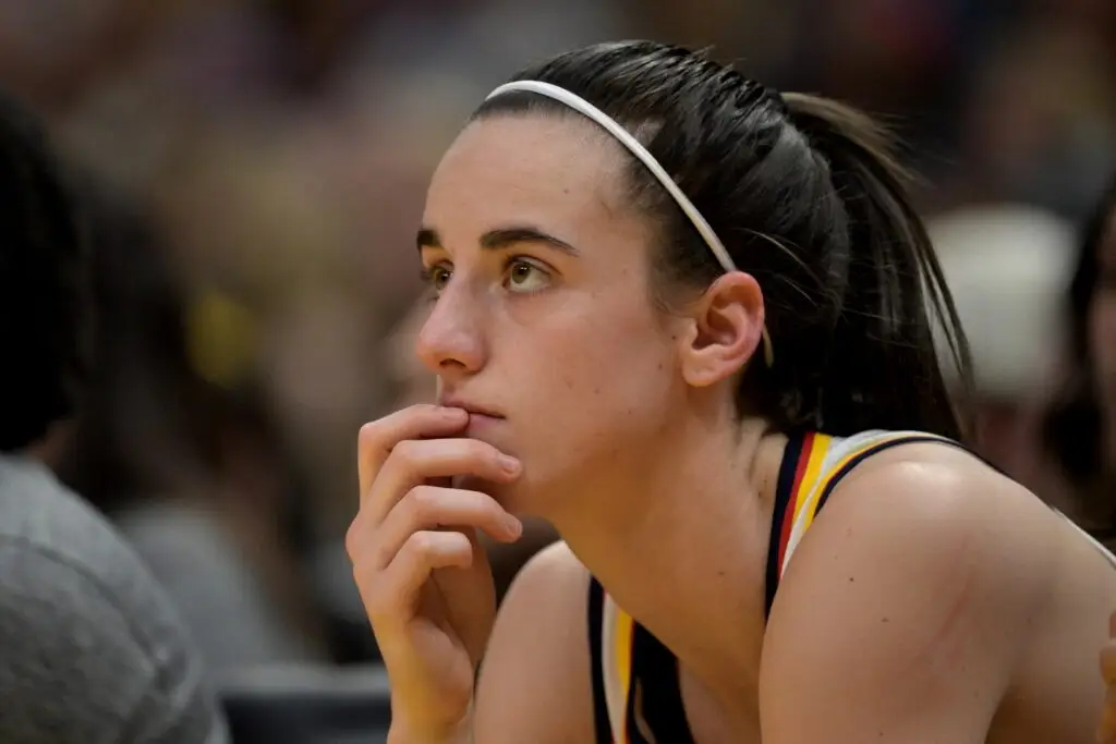 Caitlin Clark Is Joining NFL For Flag Football Movement: Report 2 Indiana Fever guard Caitlin Clark (22) looks on from the bench in the first half against the Los Angeles Sparks at Crypto.com Arena.
