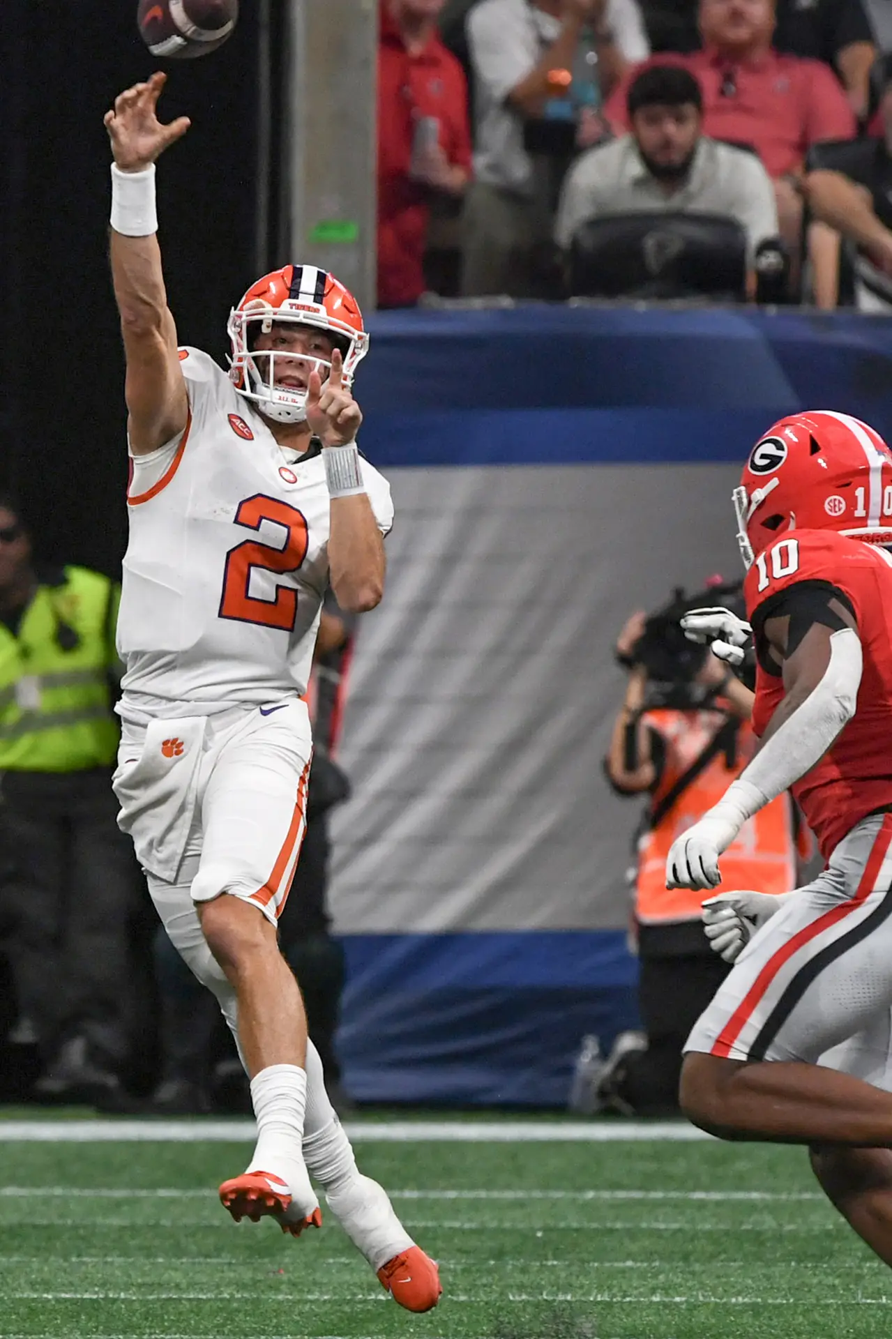 “Of Course It's The SEC" College Football Quarterback Sees Family Forced To Answer Questions Publicly 2 Aug 31, 2024; Atlanta, Georgia, USA; Clemson Tigers quarterback Cade Klubnik (2) throws against the Georgia Bulldogs during the third quarter of the 2024 Aflac Kickoff Game at Mercedes-Benz Stadium. Mandatory Credit: Ken Ruinard-USA TODAY Sports SEC