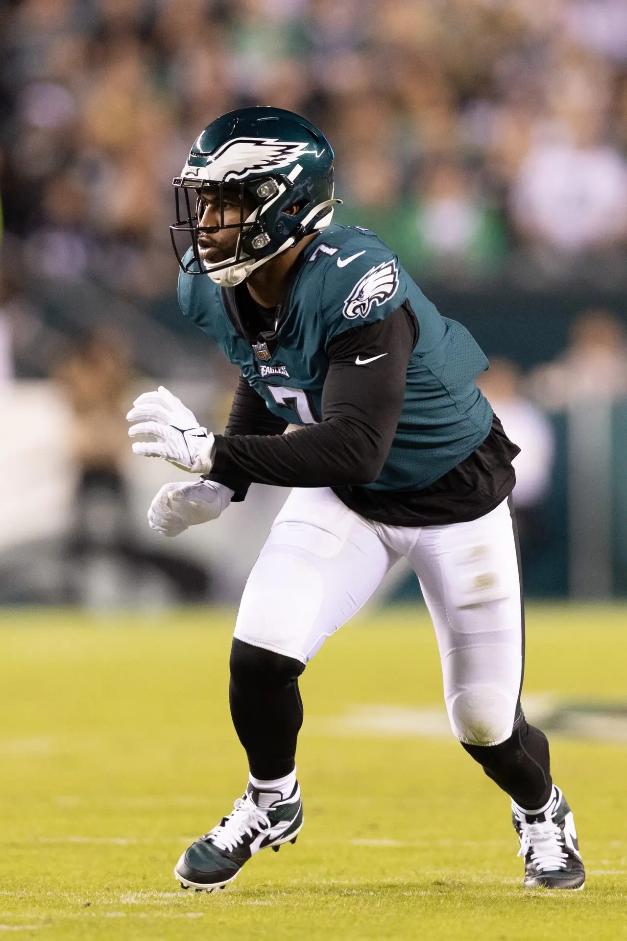 Oct 16, 2022; Philadelphia, Pennsylvania, USA; Philadelphia Eagles linebacker Haason Reddick (7) in action against the Dallas Cowboys at Lincoln Financial Field. Mandatory Credit: Bill Streicher-USA TODAY Sports