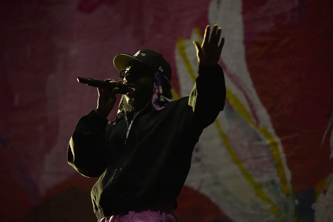 Kendrick Lamar performs Oct. 13, 2023, on the American Express stage during Austin City Limits Music Festival at Zilker Park. © Dave Creaney/For Austin American-Statesman. / USA TODAY NETWORK (NFL Super Bowl LIX)