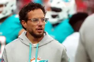 Miami Dolphins Aug 23, 2024; Tampa, Florida, USA; Miami Dolphins head coach Mike McDaniel looks on against the Tampa Bay Buccaneers at Raymond James Stadium. Mandatory Credit: Kim Klement Neitzel-Imagn Images