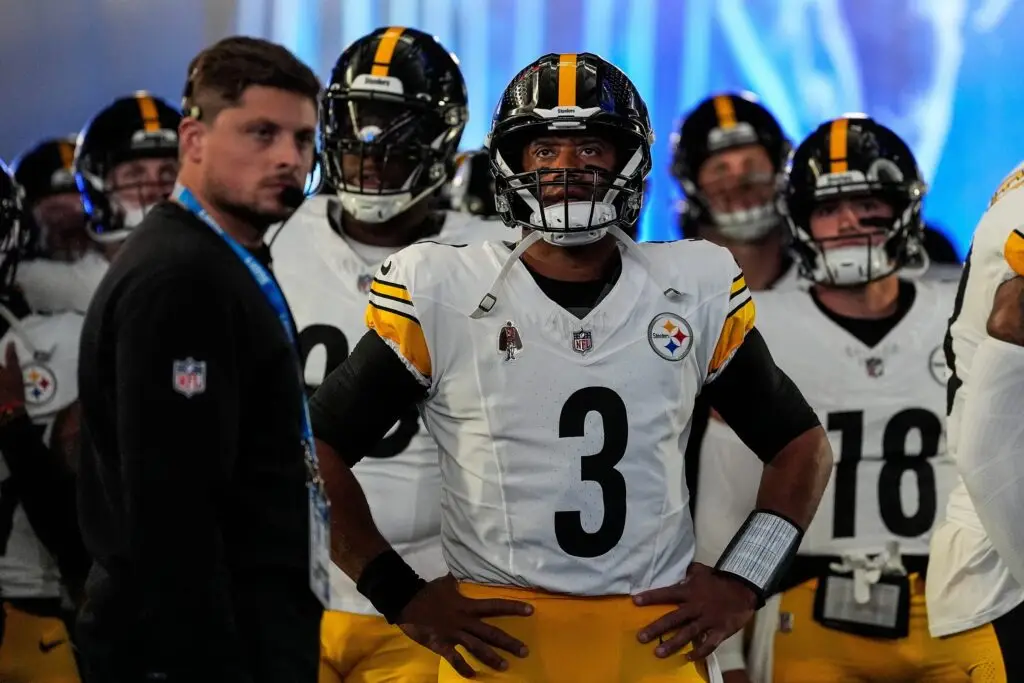 Pittsburgh Steelers quarterback Russell Wilson (3) ready to take the field against Detroit Lions during the first half of a preseason game at Ford Field in Detroit on Saturday, August 24, 2024. © Junfu Han / USA TODAY NETWORK