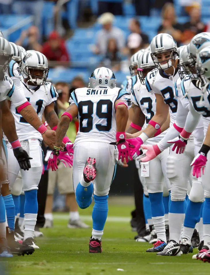 Oct 11, 2009; Charlotte, NC, USA; Carolina Panthers wide receiver Steve Smith (89) runs on the field before the Panthers 20-17 victory against the Washington Redskins at Bank of America Stadium. Mandatory Credit: Bob Donnan-Imagn Images