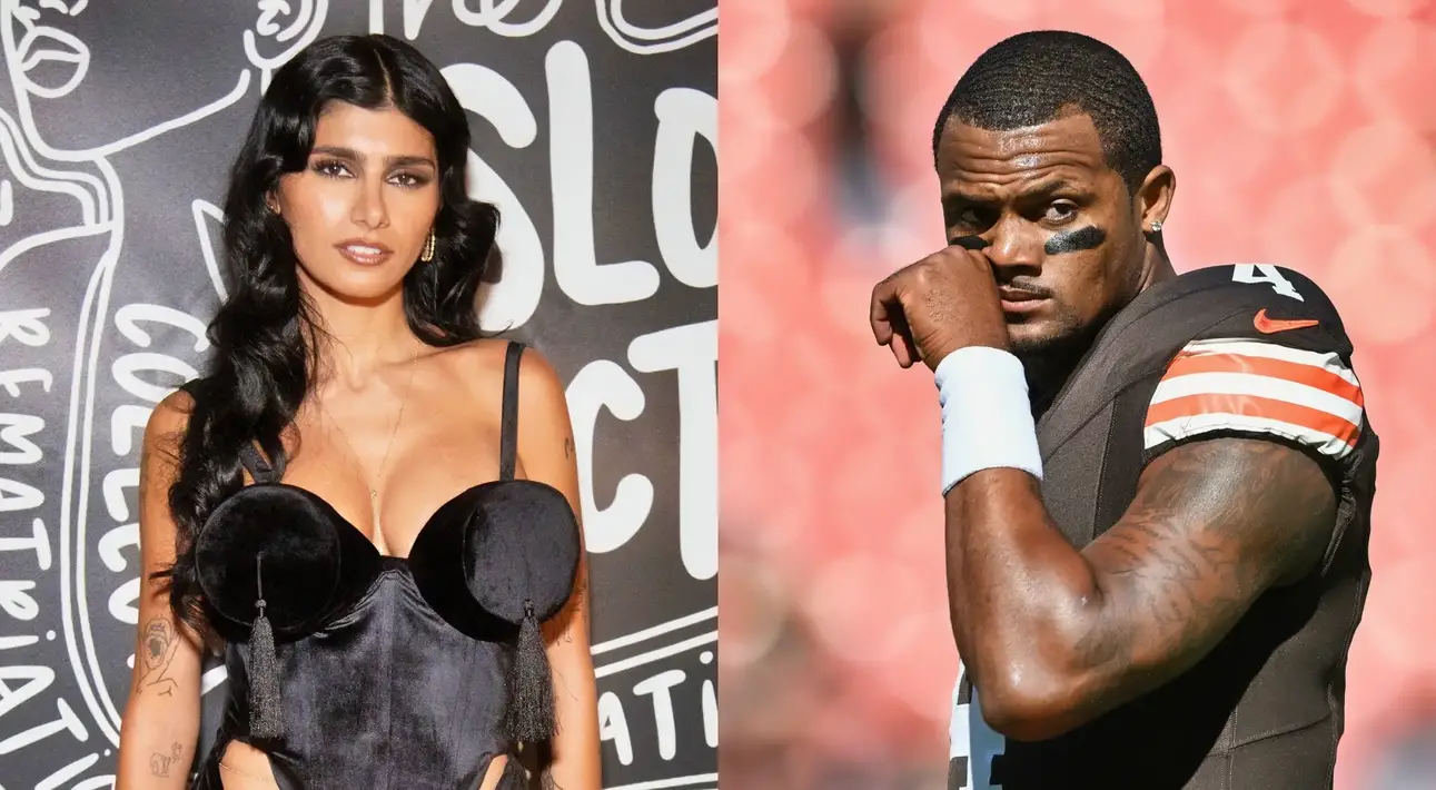 Deshaun Watson and Mia Khalifa (Photos via Getty Images)