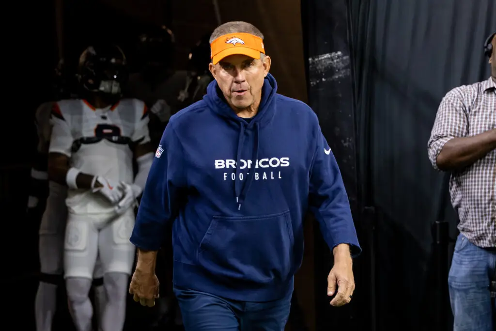 Oct 17, 2024; New Orleans, Louisiana, USA; Denver Broncos head coach Sean Payton walks out the tunnel before the game against the New Orleans Saints at Caesars Superdome. Mandatory Credit: Stephen Lew-Imagn Images