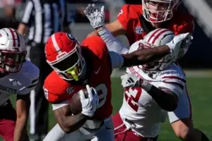 Georgia wide receiver Sacovie White (18) moves the ball during the first half of a NCAA college football game against Massachusetts in Athens, Ga., on Saturday, Nov. 23, 2024.Joshua L. Jones, Athens Banner-Herald USA TODAY NETWORK