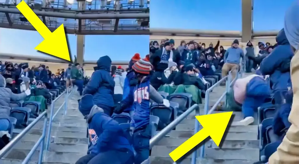 Bears-Packers fan fight (Photos via @POLESPLSEAT X and TotalProSports.com)