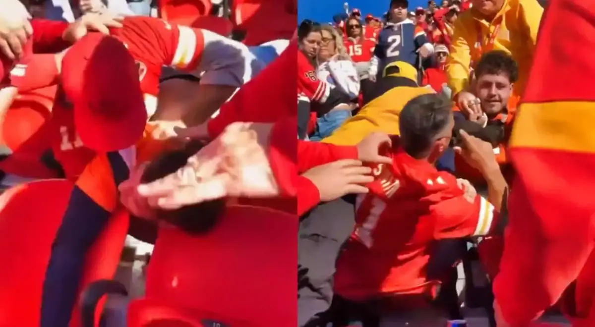 Broncos and Chiefs fans fighting (Photo via Twitter)