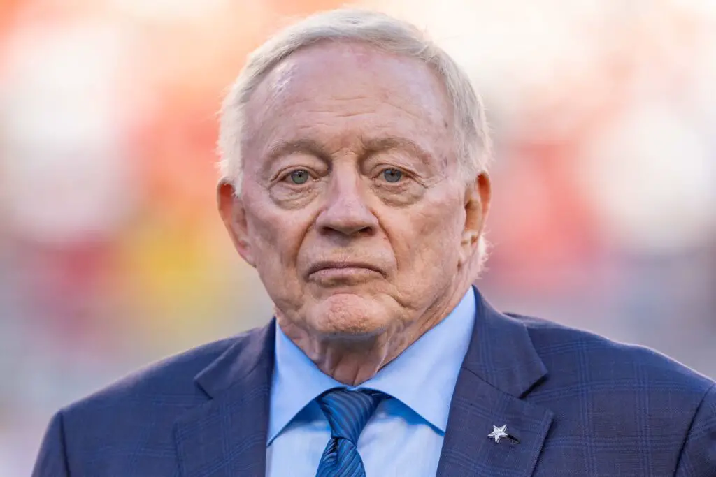 October 8, 2023; Santa Clara, California, USA; Dallas Cowboys owner Jerry Jones before the game against the San Francisco 49ers at Levi's Stadium. Mandatory Credit: Kyle Terada-USA TODAY Sports