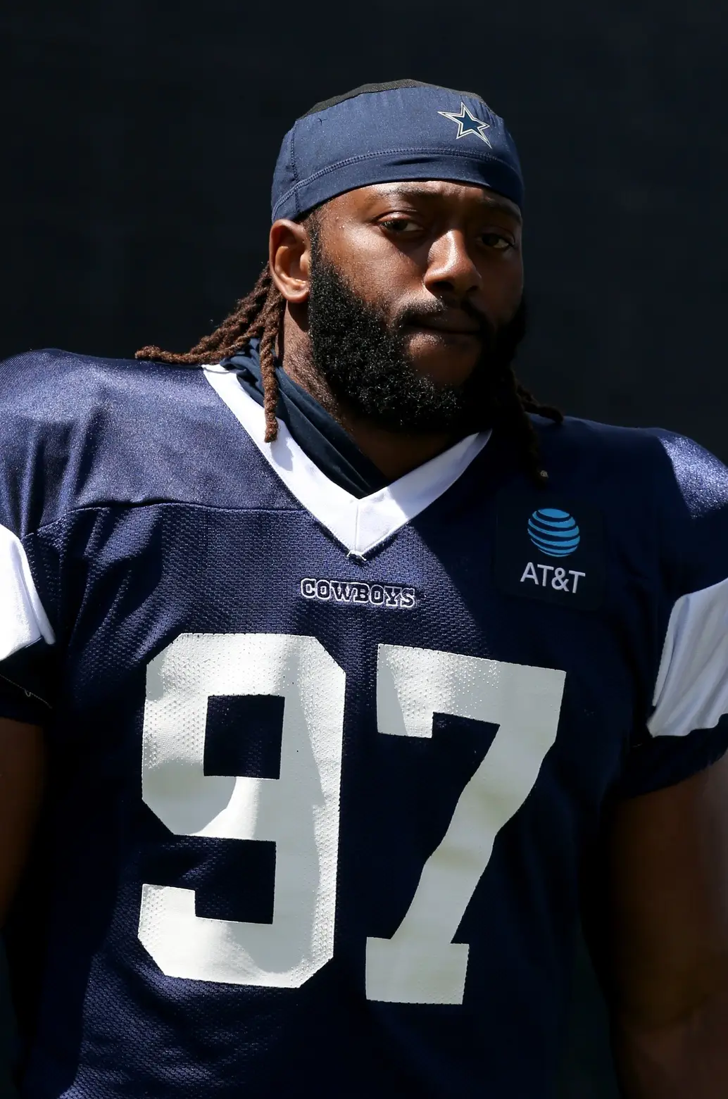 Jul 30, 2024; Oxnard, CA, USA; Dallas Cowboys defensive tackle Osa Odighizuwa (97) during training camp at the River Ridge Playing Fields in Oxnard, California. Mandatory Credit: Jason Parkhurst-Imagn Images (Vikings)