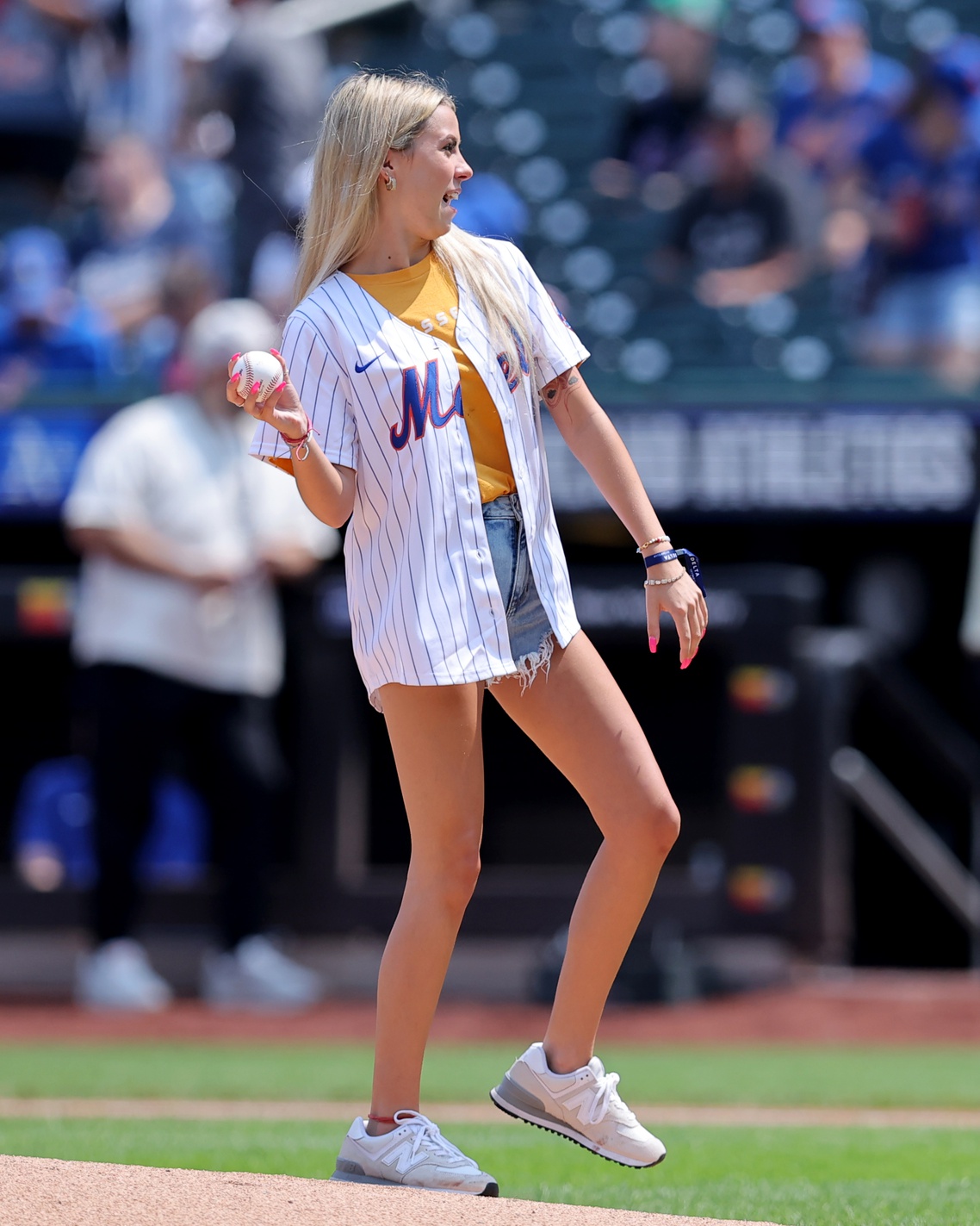 Vikings: "It's Official" Hawk Tuah Girl Haliey Welch Comes Clean About Dating A Minnesota Starter 1 Aug 15, 2024; New York City, New York, USA; Viral internet star Haliey Welch throws out a ceremonial first pitch before a game between the New York Mets and the Oakland Athletics at Citi Field. Mandatory Credit: Brad Penner-Imagn Images (Vikings)