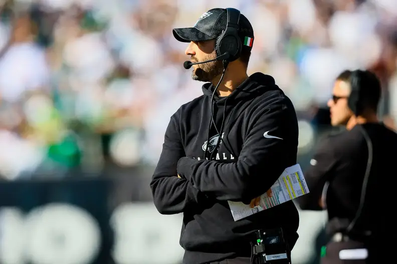 Oct 27, 2024; Cincinnati, Ohio, USA; Philadelphia Eagles head coach Nick Sirianni during the second half against the Cincinnati Bengals at Paycor Stadium. Mandatory Credit: Katie Stratman-Imagn Images