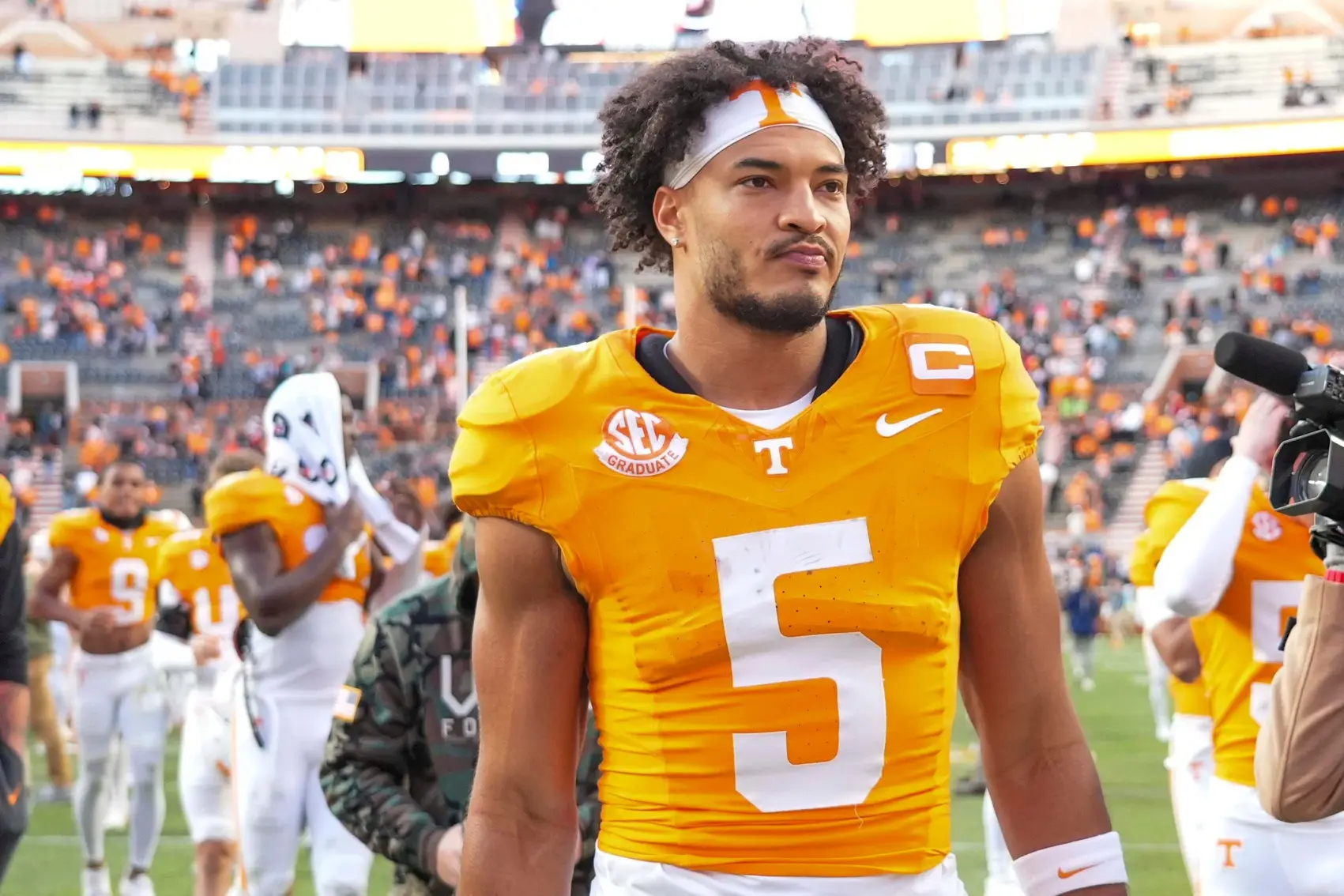 Breaking: NFL Prospect And Former 5 Star Wide Receiver Medically Retires 2 Tennessee wide receiver Bru McCoy (5) after a NCAA football game between Tennessee and UTEP in Neyland Stadium on Saturday, November 23, 2024.