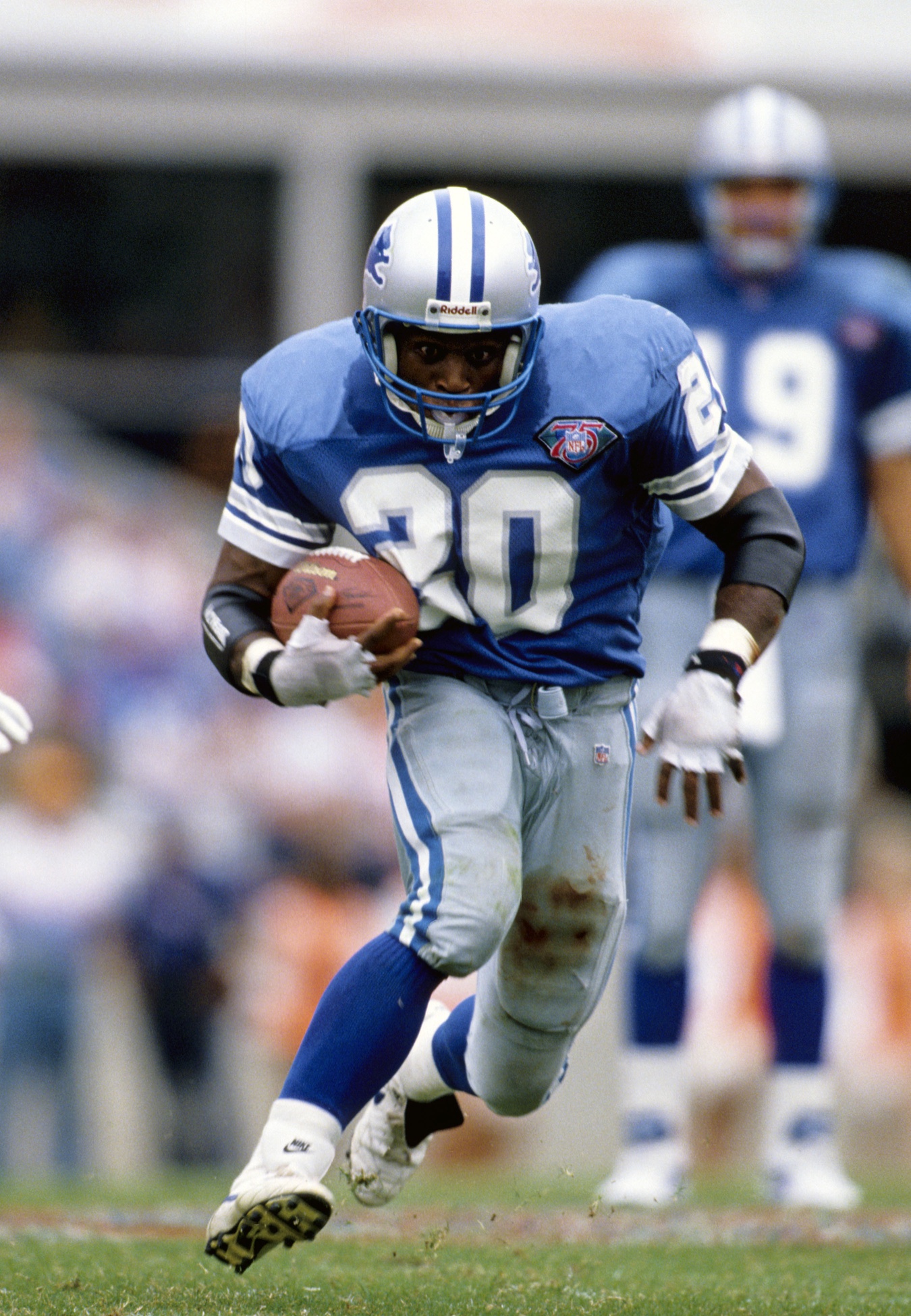 Oct 2, 1994; Tampa, FL, USA; FILE PHOTO; Detroit Lions running back Barry Sanders (20) in action against the Tampa Bay Buccaneers at Tampa Stadium. Mandatory Credit: Imagn Images