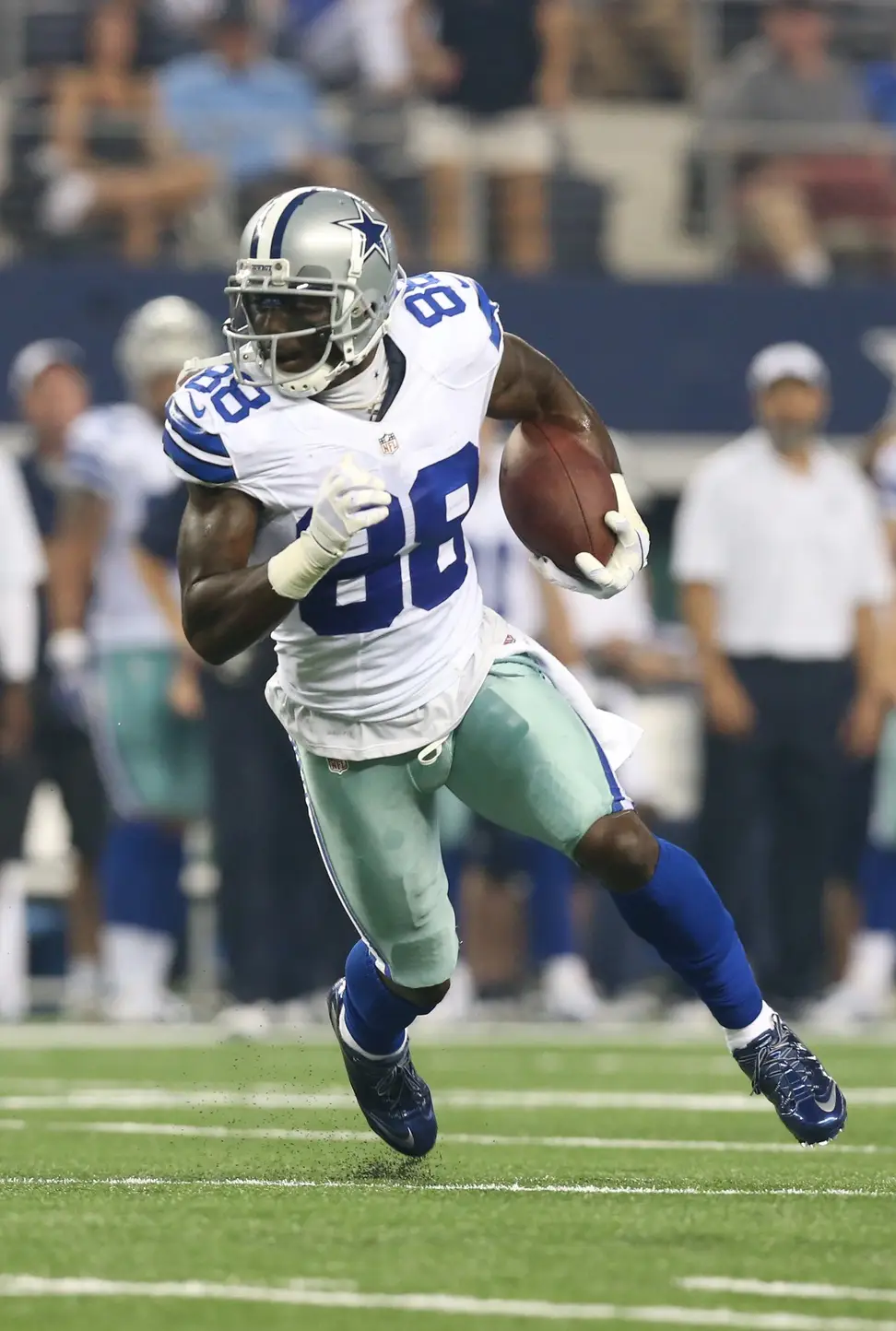 "It Isn't Right" Cowboys Legend Goes Off About NFL Celebrating Pride Month 2 Aug 24, 2013; Arlington, TX, USA; Dallas Cowboys receiver Dez Bryant (88) runs after a catch against the Cincinnati Bengals in the second quarter at AT&T Stadium. Mandatory Credit: Matthew Emmons-Imagn Images