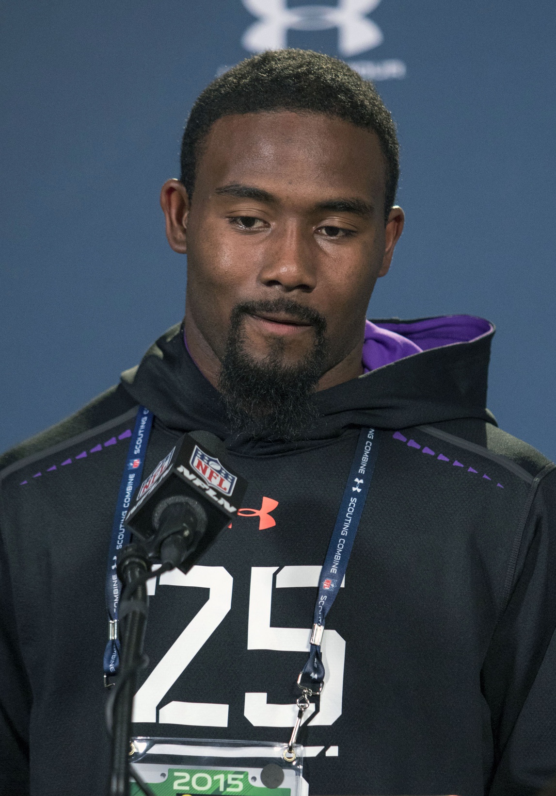 Feb 21, 2015; Indianapolis, IN, USA; Louisville defensive back Gerod Holliman speaks to the media at the 2015 NFL Combine at Lucas Oil Stadium. Mandatory Credit: Trevor Ruszkowski-USA TODAY Sports Steelers