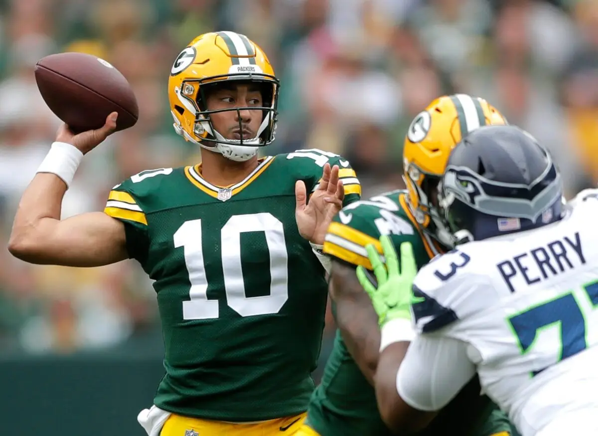 Jordan Love plays inhe Packers' preseason finale against the Seahawks. © Wm. Glasheen / USA TODAY NETWORK / USA TODAY NETWORK