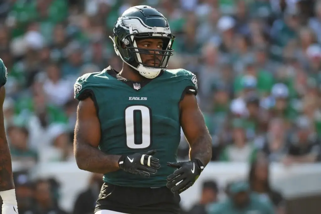 Eagles Trade Edge Rusher Bryce Huff to NFC Rival 49ers 1 Philadelphia Eagles defensive end Bryce Huff (0)