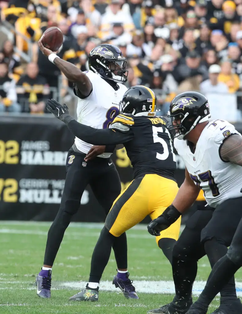 Ravens quarterback Lamar Jackson against the Pittsburgh Steelers