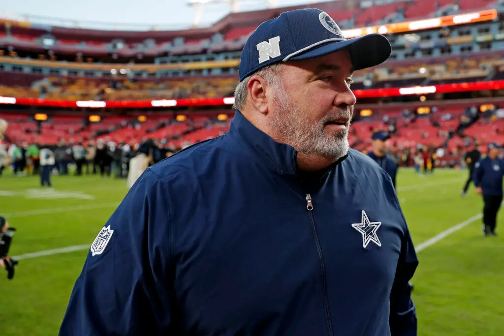 NFL Nov 24, 2024; Landover, Maryland, USA; Dallas Cowboys head coach Mike McCarthy leaves the field after the game between the Washington Commanders and the Dallas Cowboys at Northwest Stadium. Mandatory Credit: Peter Casey-Imagn Images