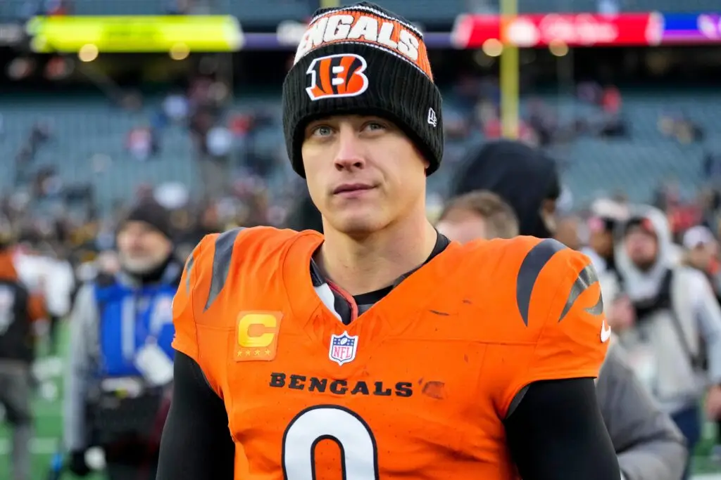 Cincinnati Bengals quarterback Joe Burrow (9) walks for the locker room after the fourth quarter of the NFL Week 13 game between the Cincinnati Bengals and the Pittsburgh Steelers at Paycor Stadium in downtown Cincinnati on Sunday, Dec. 1, 2024. The Steelers won 44-38.