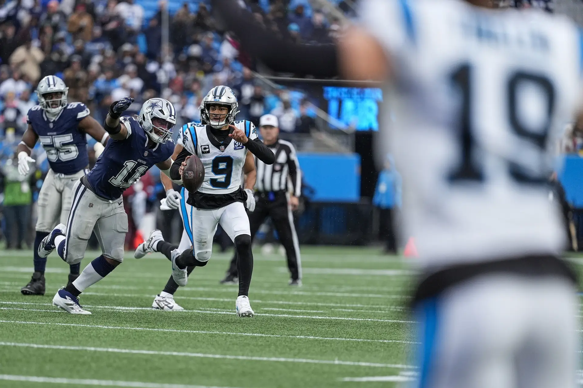 Carolina Panthers: Bryce Young Calls Out Jaycee Horn During Minicamp 2 Carolina Panthers quarterback Bryce Young (9) and Dallas Cowboys linebacker Micah Parsons (11)