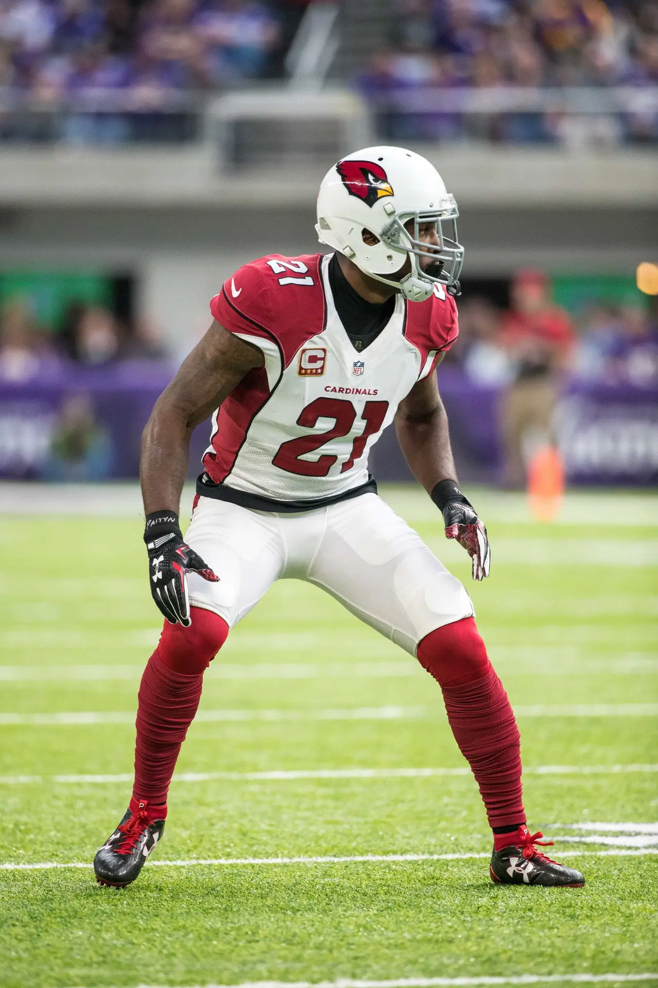 Nov 20, 2016; Minneapolis, MN, USA; Arizona Cardinals cornerback Patrick Peterson (21) against the Minnesota Vikings at U.S. Bank Stadium. The Vikings defeated the Cardinals 30-24. Mandatory Credit: Brace Hemmelgarn-Imagn Images Packers