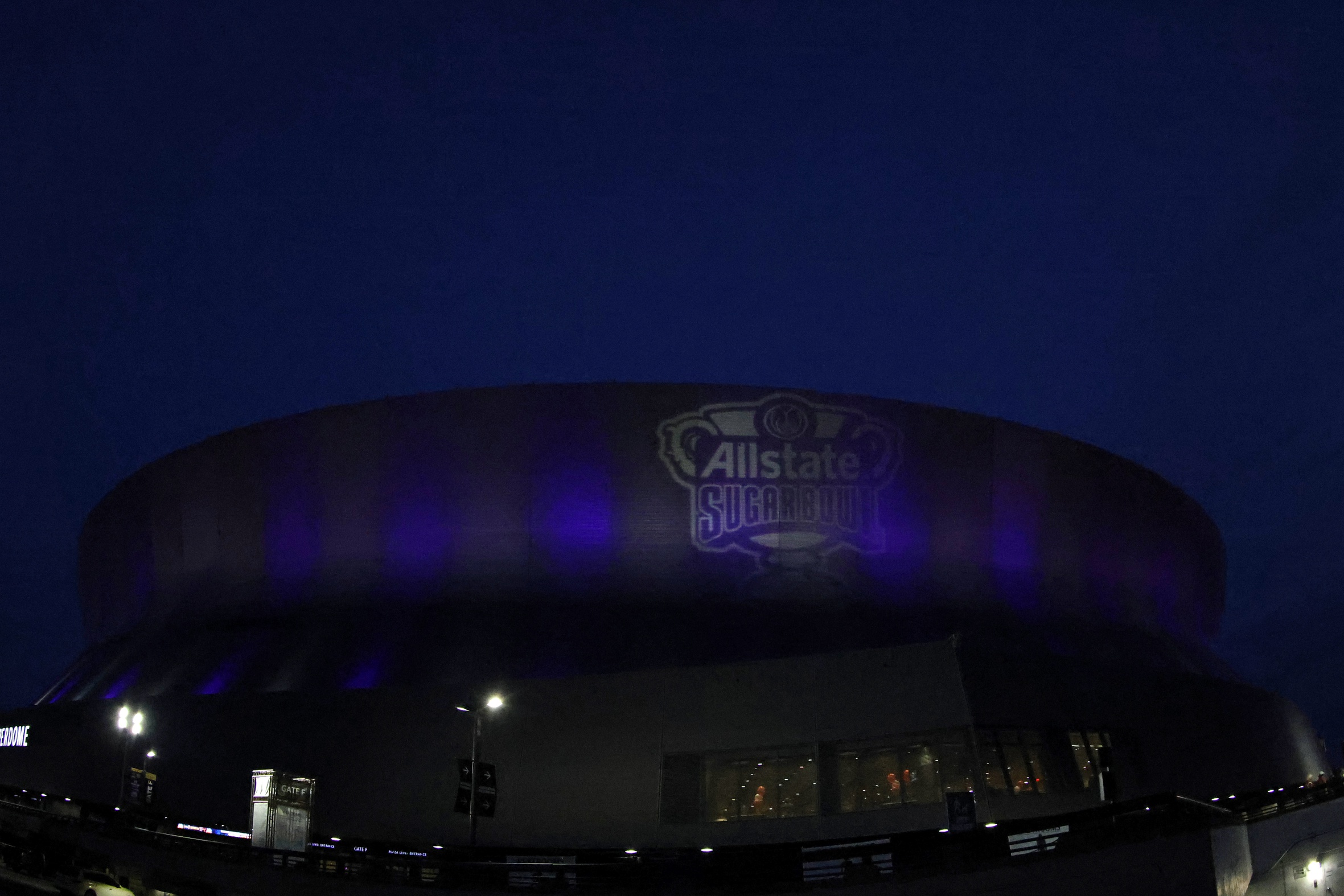 Jan 1, 2024; New Orleans, LA, USA; A general view outside Caesars Superdome before the 2024 Sugar Bowl college football playoff semifinal game between the Texas Longhorns and the Washington Huskies. Mandatory Credit: Geoff Burke-Imagn Images