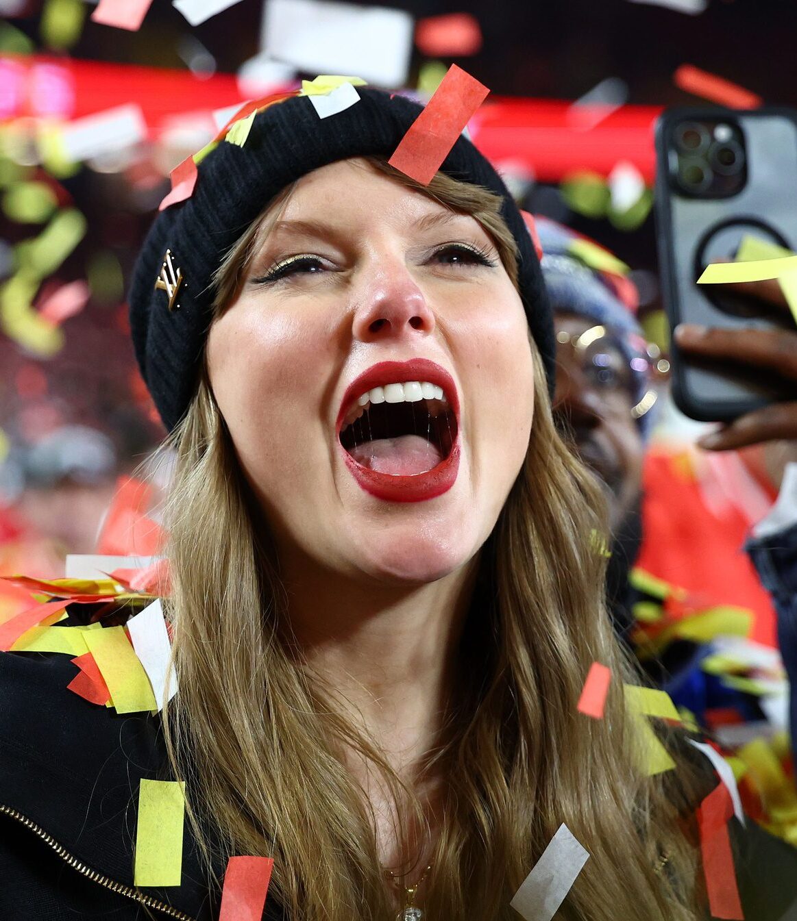 Kansas City Chiefs: Travis Kelce, Taylor Swift Subjects of Major Announcement on Thursday 1 Jan 26, 2025; Kansas City, MO, USA; Recording artist Taylor Swift reacts after the AFC Championship game against the Buffalo Bills at GEHA Field at Arrowhead Stadium. Mandatory Credit: Mark J. Rebilas-Imagn Images