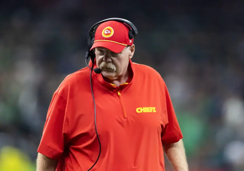 Feb 9, 2025; New Orleans, LA, USA; Kansas City Chiefs head coach Andy Reid against the Philadelphia Eagles in Super Bowl LIX at Ceasars Superdome. Mandatory Credit: Mark J. Rebilas-Imagn Images