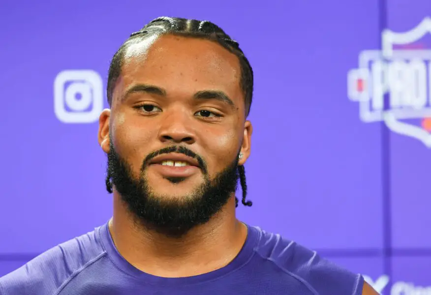 Former Clemson defensive tackle Payton Page speaks with media during Clemson Football 2025 Pro Day