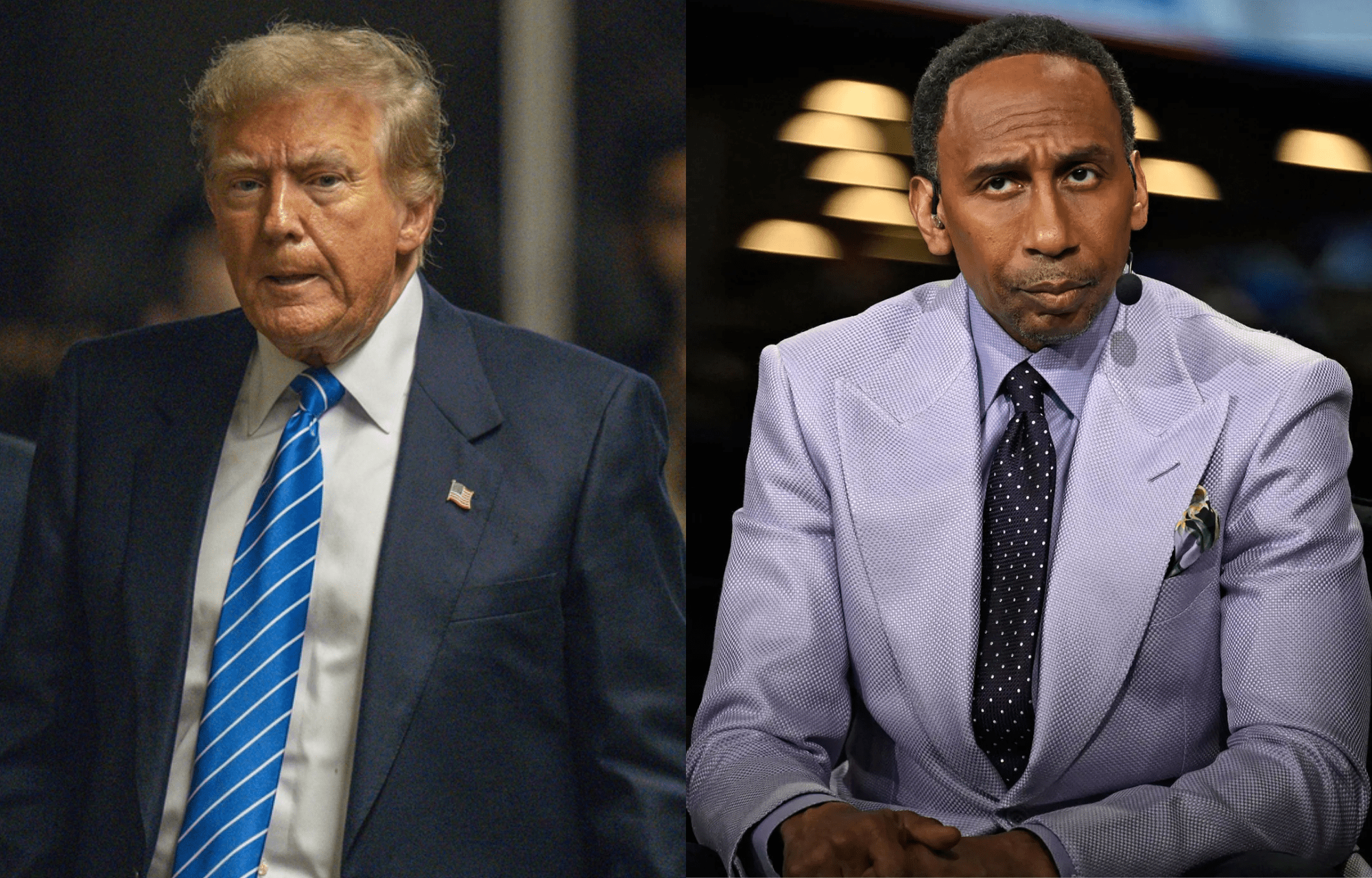 “It’s Either Trump‘s Fault or It’s Because He’s Black”: Fans Torch Stephen A. Smith Over Dolphins Firing Take 1 President Donald Trump and Analyst Stephen A. Smith. Photo credits: Imagn