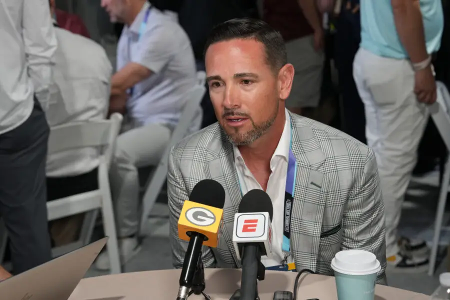 Green Bay Packers' Contract Dispute Believed To Be Holdup With Promising Rookie 3 Apr 1, 2025; Palm Beach, FL, USA; Green Bay Packers head coach Matt LaFleur answers questions from the media during the NFL Annual League Meeting at The Breakers. Mandatory Credit: Jim Rassol-Imagn Images