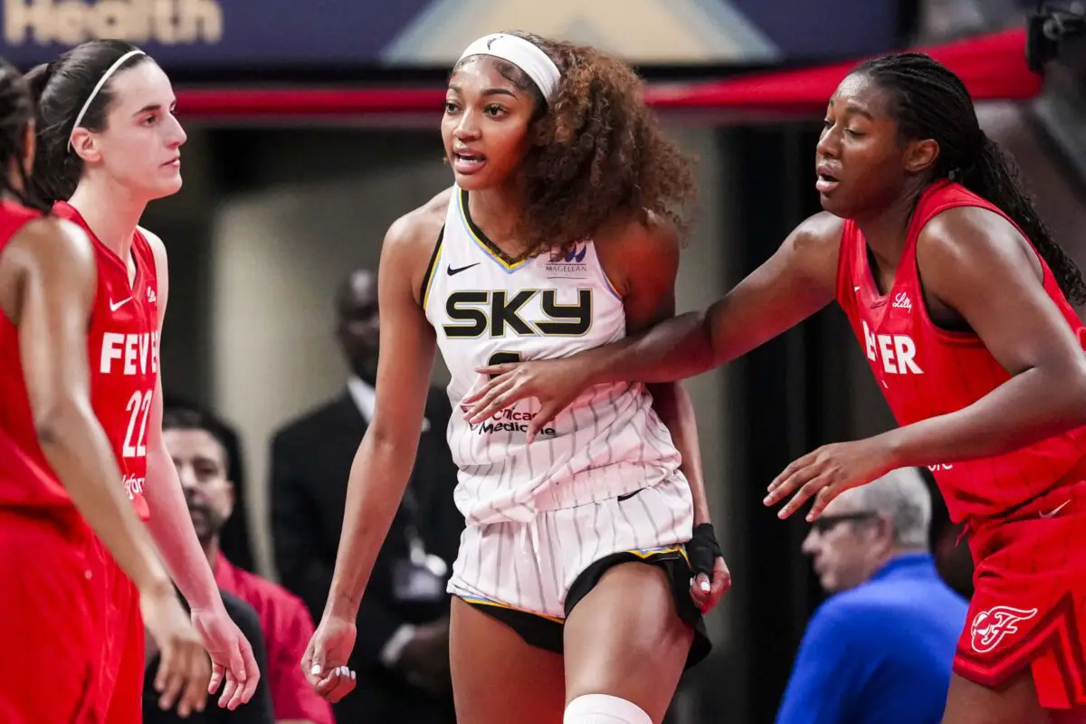"I Don't Respect It, Respectfully": Caitlin Clark, Angel Reese Hot Take By RGIII Gets Dez Bryant Irked, Gives Him A Piece Of His Mind 2 May 17, 2025; Indianapolis, IN, USA; Chicago Sky forward Angel Reese (5) reacts to a flagrant foul from Indiana Fever guard Caitlin Clark (22) on Saturday, May 17, 2025, during a game between the Indiana Fever and the Chicago Sky at Gainbridge Fieldhouse in Indianapolis. The Indiana Fever defeated the Chicago Sky, 93-58.Mandatory Credit: Grace Smith-IndyStar via Imagn Images