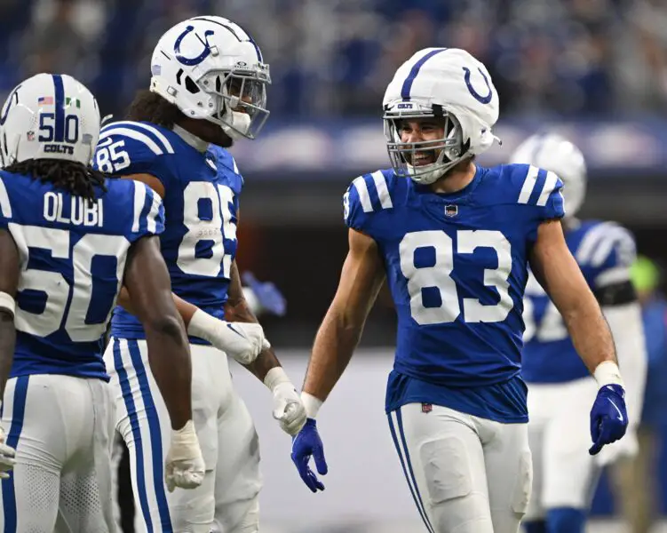 Colts to honor late Jim Irsay with heartfelt jersey tribute 1 Indianapolis Colts tight end Kylen Granson (83) smiles after making a tackle during the second half against the Jacksonville Jaguars at Lucas Oil Stadium. Mandatory Credit: Marc Lebryk-Imagn Images