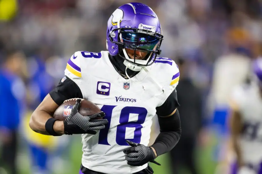 Vikings' Justin Jefferson ignites Timberwolves hype with courtside appearance 2 Minnesota Vikings receiver Justin Jefferson on the Up & Adams set on Radio Row at the Super Bowl LIX media center. Mandatory Credit: Kirby Lee-Imagn Images