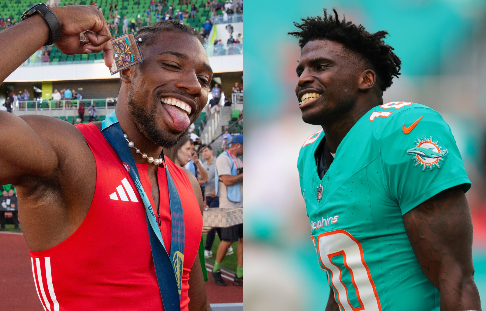 Tyreek Hill Pokes Fun At Noah Lyles After Olympic Runner Cancels Race With Dolphins WR 1 Tyreek Hill Mocks Noah Lyles After He Steps Back From Race. Photo credits: Imagn