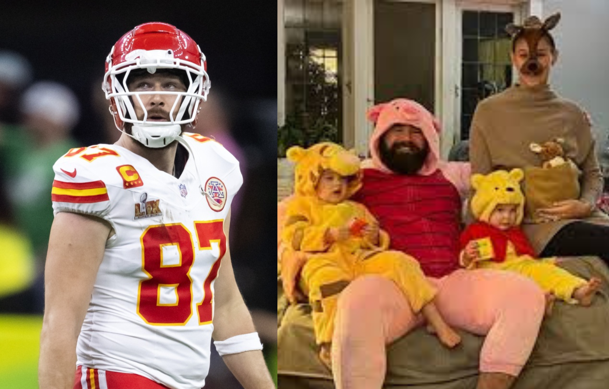 "He's Going To Give Them Undivided Attention": Travis Kelce's Secret Revealed By Kylie Kelce On How He Became Daughter's Favorite Uncle 1 Travis Kelce, Jason Kelce with wife Kylie and kids. Photo credits: Imagn and Yahoo!