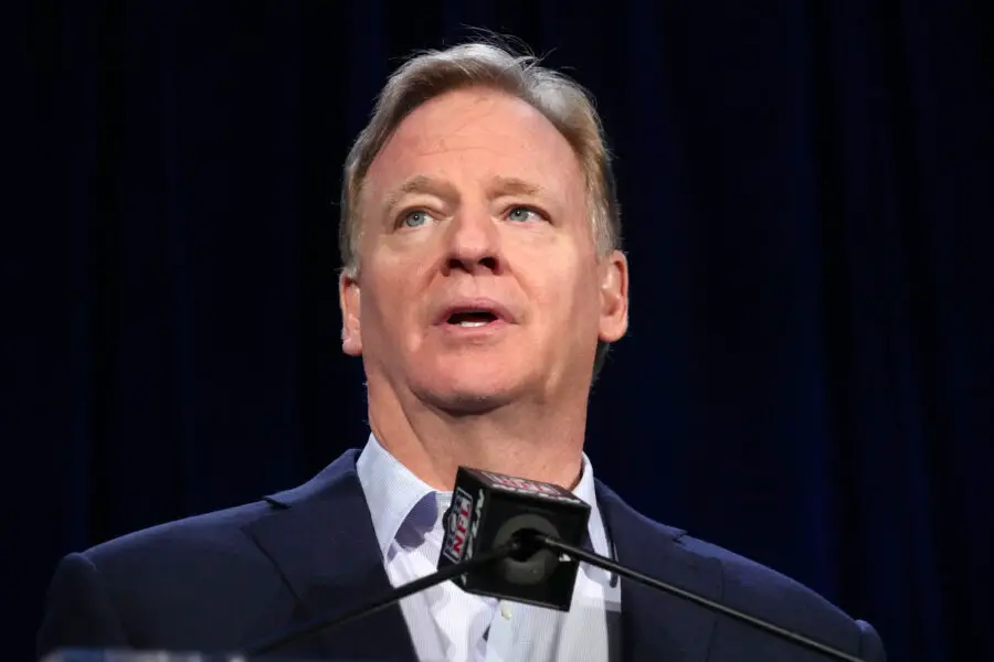 'Immigration Agents Will Have Easier Access' To Los Angeles Rams And Chargers Games, Per NFL Insider 3 Feb 13, 2023; Phoenix, AZ, USA; NFL commissioner Roger Goodell speaks during the Super Bowl 57 Winning Team Head Coach and MVP press conference at the Phoenix Convention Center. Mandatory Credit: Kirby Lee-Imagn Images