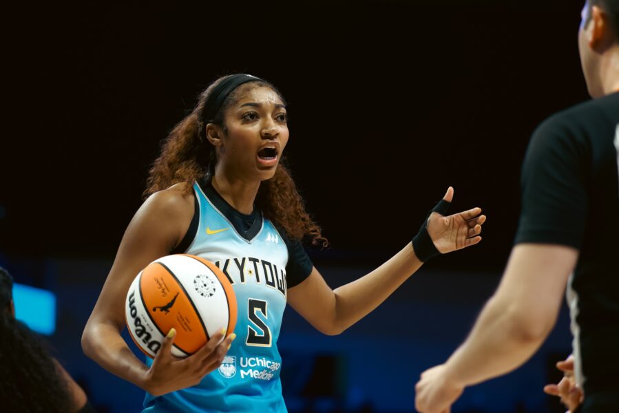 'A Group Of Simple-Minded Communists': WNBA's 'Pay Us What You Owe Us' Shirts Receive Jason Whitlock's Ire 1 May 31, 2025; Arlington, Texas, USA; Chicago Sky forward Angel Reese (5) reacts to an official during the first half against the Dallas Wings at College Park Center. Mandatory Credit: Chris Jones-Imagn Images