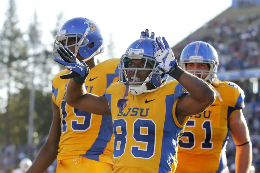 'The Jet': Former Cleveland Browns WR Dies In Auto Accident: Report 2 San Jose State Spartans wide receiver Chandler Jones (89) reacts after catching a touchdown pass against the Fresno State Bulldogs in the second quarter at Spartan Stadium.